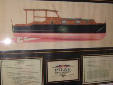 Fishing yacht Pilar, from a rendering at Ernie’s house in Key West. Photo Socotra