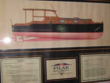 Fishing yacht Pilar, from a rendering at Ernie’s house in Key West. Photo Socotra Fishing yacht Pilar, from a rendering at Ernie’s house in Key West. Photo Socotra