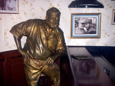 Life size statue of Ernie in the Floridita Bar in Old Havana.