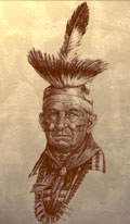 Ottowa Man. Etching from The History of Native American Tribes.