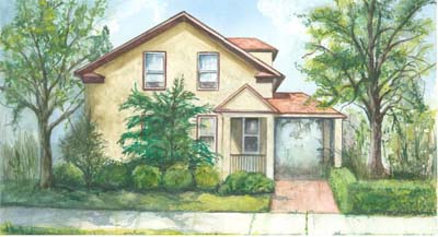 033011-migrations3 Grandma’s house on North Ave in Massillon, Ohio. Painting by Aunt Laura Rose.